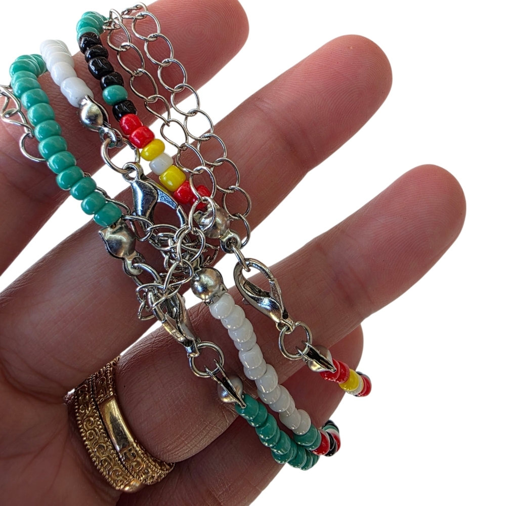 3 pcs Set Boho Beaded Necklace Handmade Layered Multicolored Statement Jewelry - Picture 3 of 3